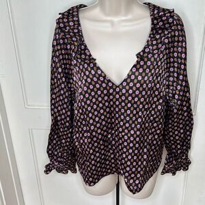 Raquel Allegra Dolly Silk Blouse Daisy Print Size 1/Medium/6 US Nwt